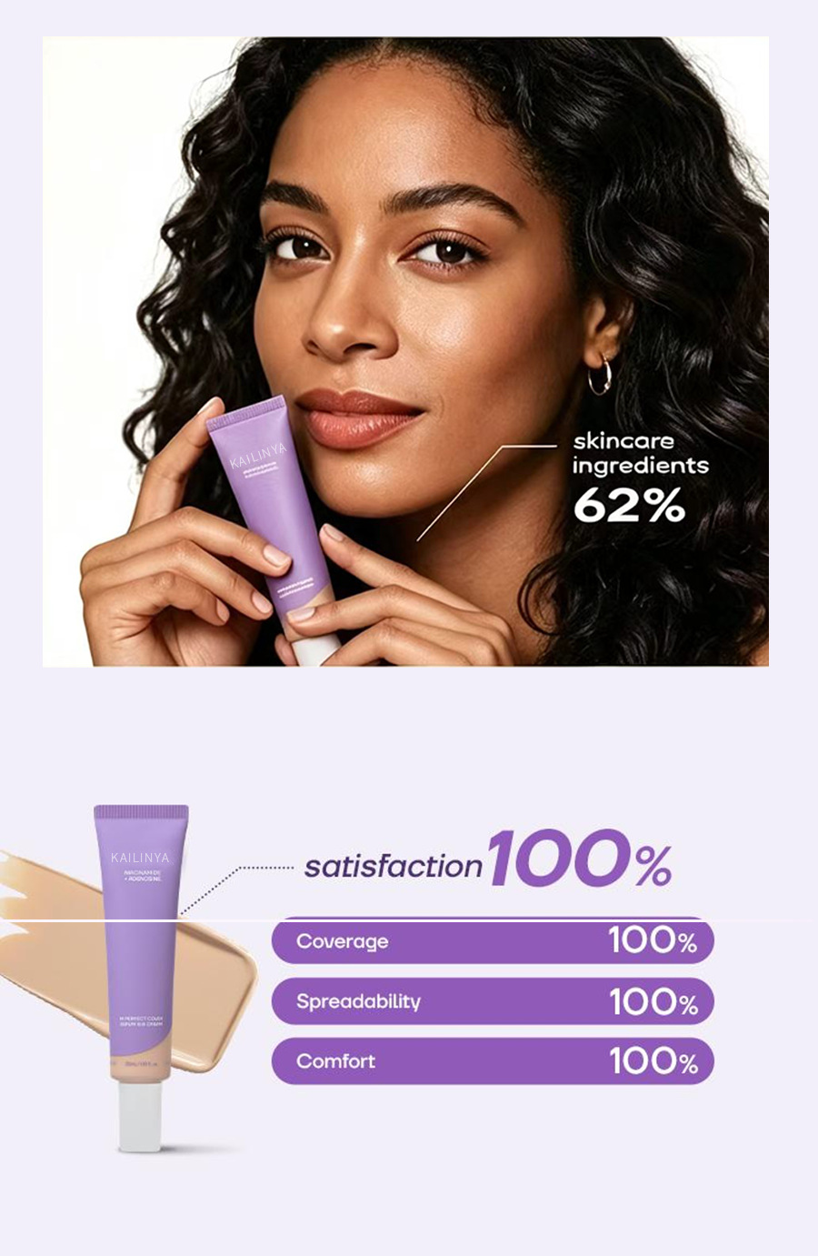 Popular nicotinamide essence bb cream, concealer, tender, flawless, moisturizing, moisturizing and makeup retaining BB cream view 2