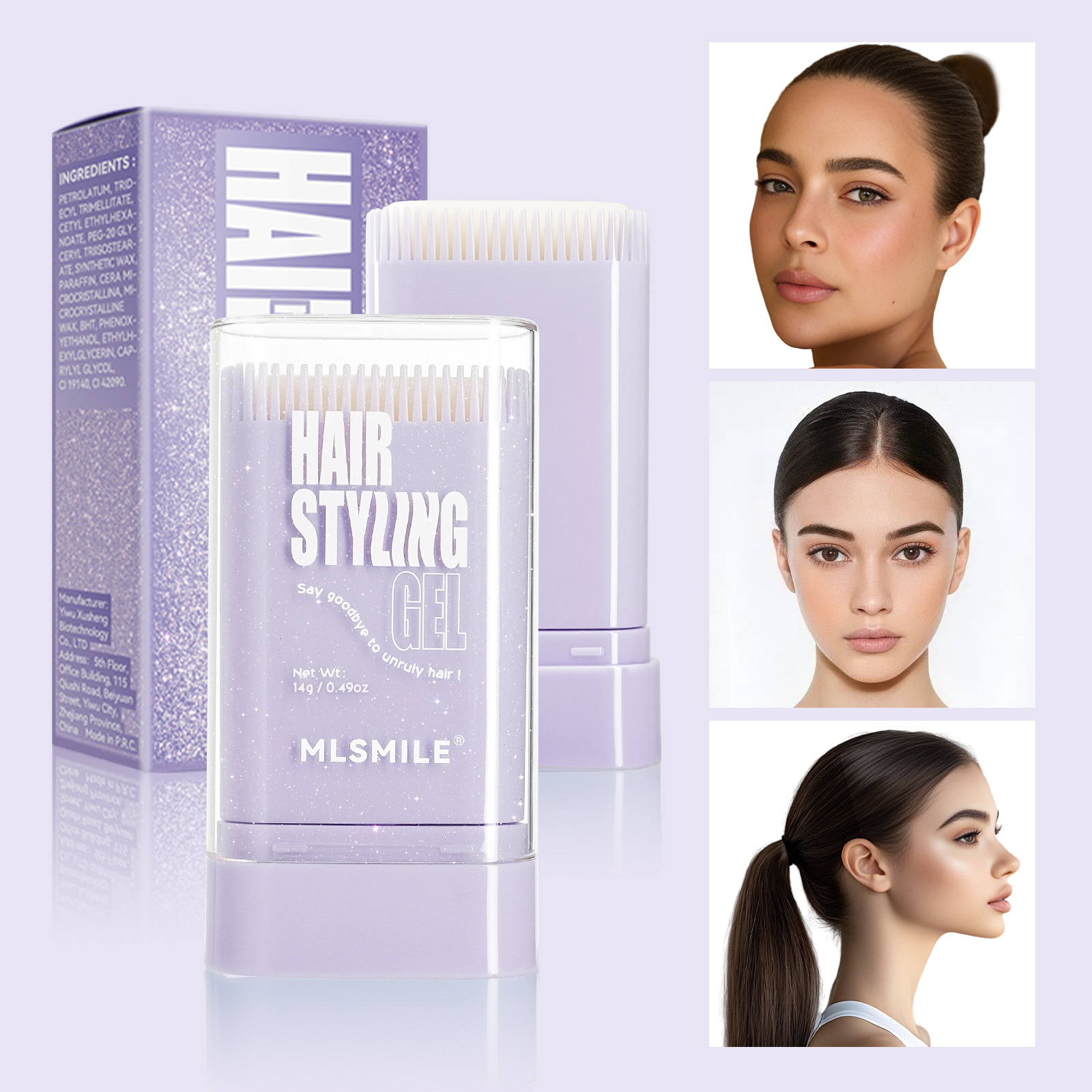 MLSMILE hair wax stick comes with comb teeth for long-lasting shaping, hair breaking and finishing cream, a foreign trade hair breaking tool