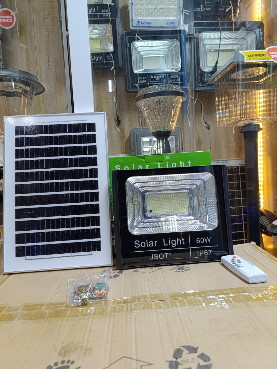 🎇Solar Light Solar Light 60W Black Solar Floodlight - Remote Control, Waterproof, 14.76"x14.76"‼️🎇Super Bright Solar Floodlight is a powerful outdoor lighting solution designed to illuminate your sp