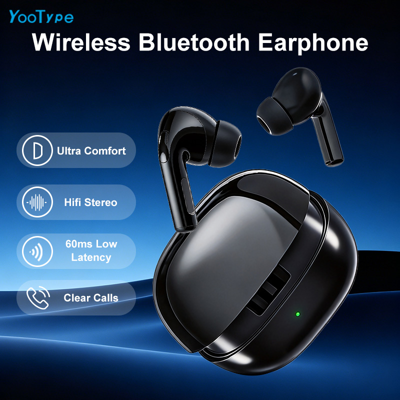 Wireless Earbuds Bluetooth YooType TWS Stereo Earphones with Microphone Deep Bass Noise Suppression In Ear 300mAh Battery Headset for iOS Android Windows Mobile Phones Sport Earpods Black