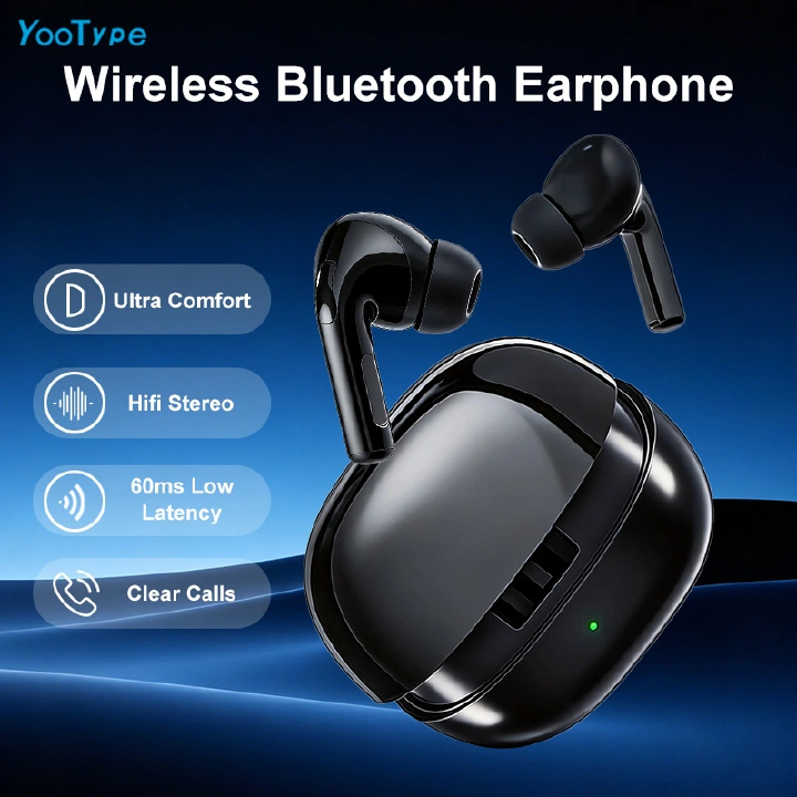 Wireless Earbuds Bluetooth YooType TWS Stereo Earphones with Microphone Deep Bass Noise Suppression In Ear 300mAh Battery Headset for iOS Android Windows Mobile Phones Sport Earpods Black