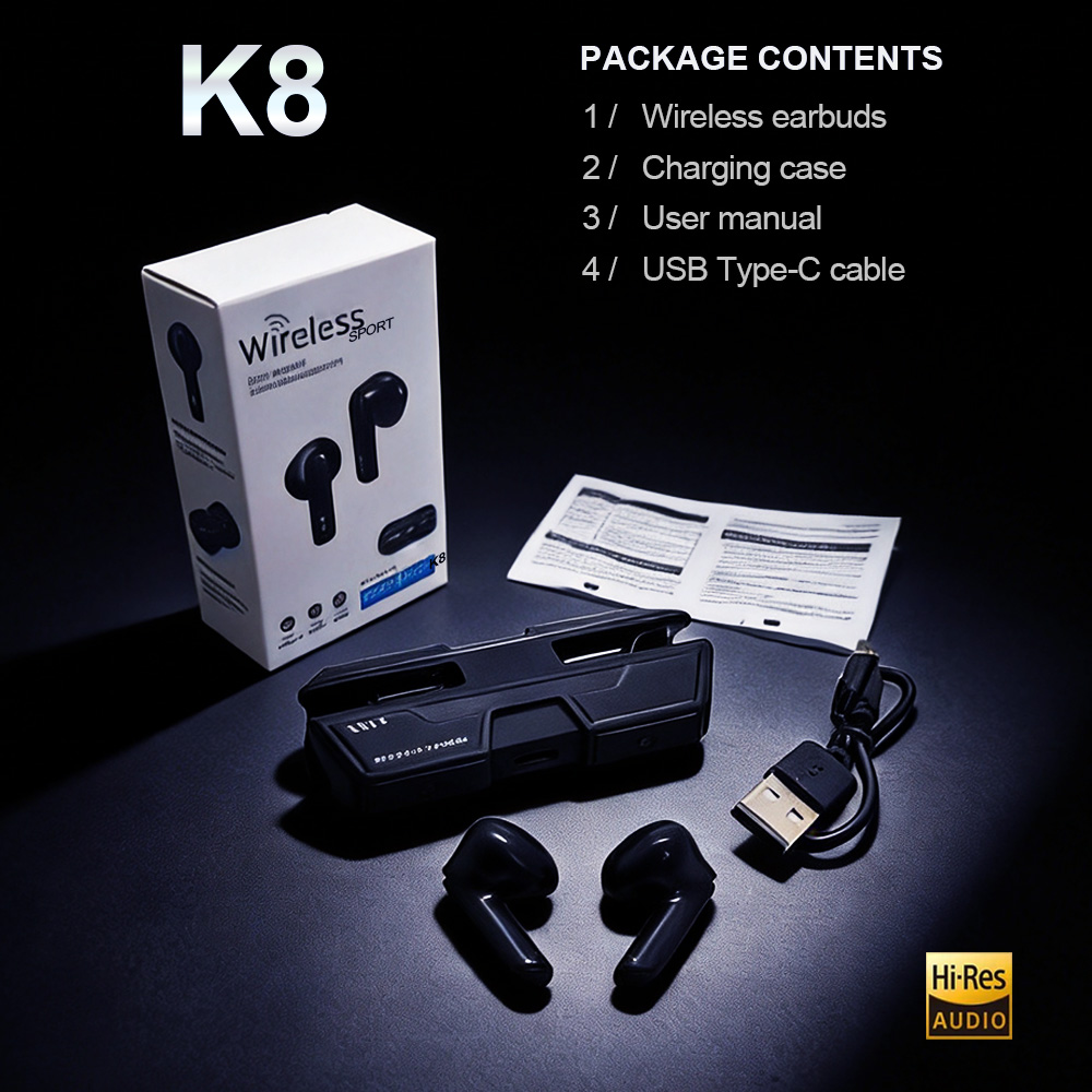 Wireless Bluetooth Gaming Earphones TWS Low Latency Gaming Earbuds YooType K8 LED Digital Display Cyberpunk Mecha Style for iPhone Tecno Android