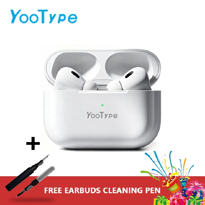 YooType Wireless Bluetooth Earbuds 5.3 Triple Noise Cancellation Headphones Hi-Res Audio Stereo Sound 5H Playtime Multi-Size Ear Tips White In Ear Sports Earphones with Mic Touch Control iOS Android