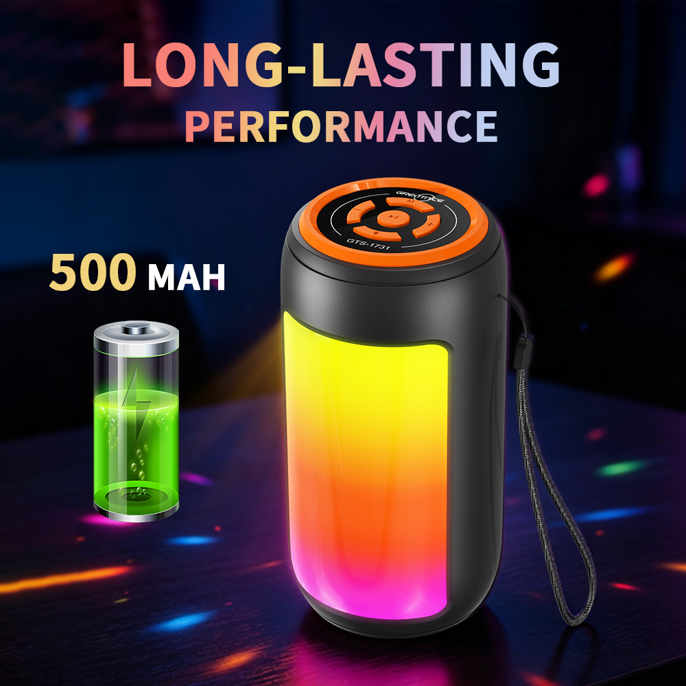 Portable Bluetooth Speaker YooType BT Woofer GTS1731 RGB Colorful Lights FM Radio Wireless Soundbox High Bass TWS USB TF Card Playback 360 Surround Sound Outdoor Party Subwoofer Loudspeaker Black