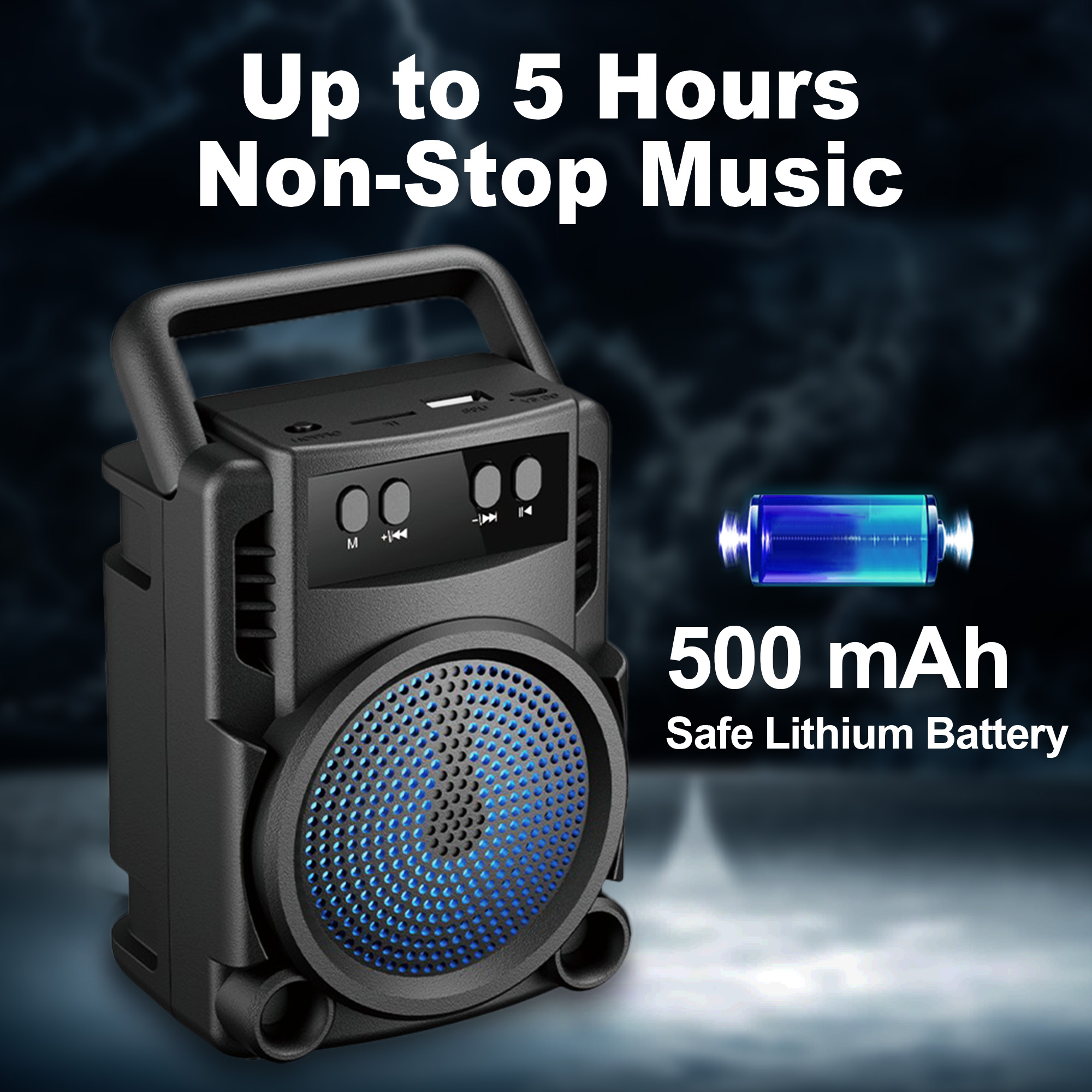 YooType Handheld Portable Bluetooth Speaker 5W Wireless Soundbox RGB Light High Bass FM Radio TWS USB TF Card Playback 360 Surround Sound Outdoor Party Travel Loudspeaker