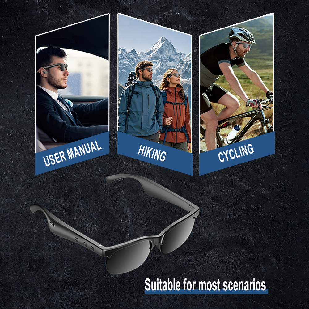 YooType YJ-02 Smart Glasses Audio Wireless Bluetooth Sunglasses Open Ear Mic Calling Music IPX4 Waterproof Polarized UV400 Outdoor Travel Driving Cycling Sport Headphones for Men Women iOS Android