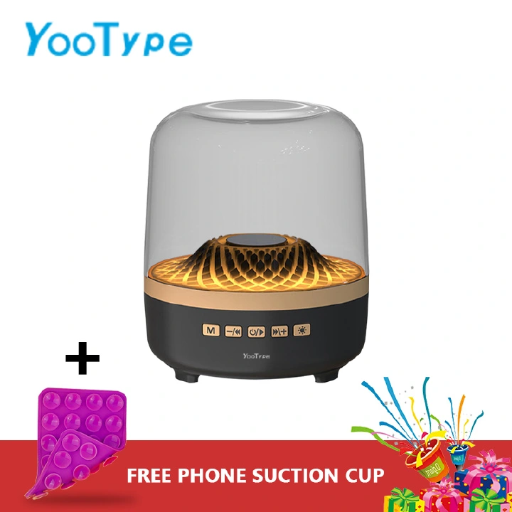 Portable Bluetooth Speaker YooType RGB Colorful Lights Wireless Soundbox Super High Bass Crystal Clear Stereo TWS USB TF Card AUX Support 360 Surround Sound Outdoor Party Home Black Gold