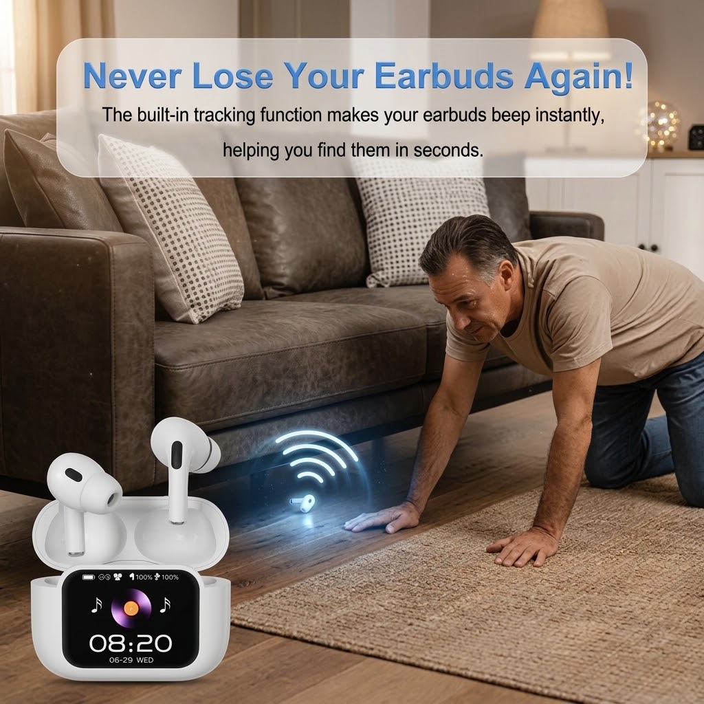 YooType E11 Smart Touch Screen APP Control ANC ENC Wireless Earphones 40H Playtime Find Earbuds TWS Earpods for iPhone Tecno [+Free Cleaning Pen]