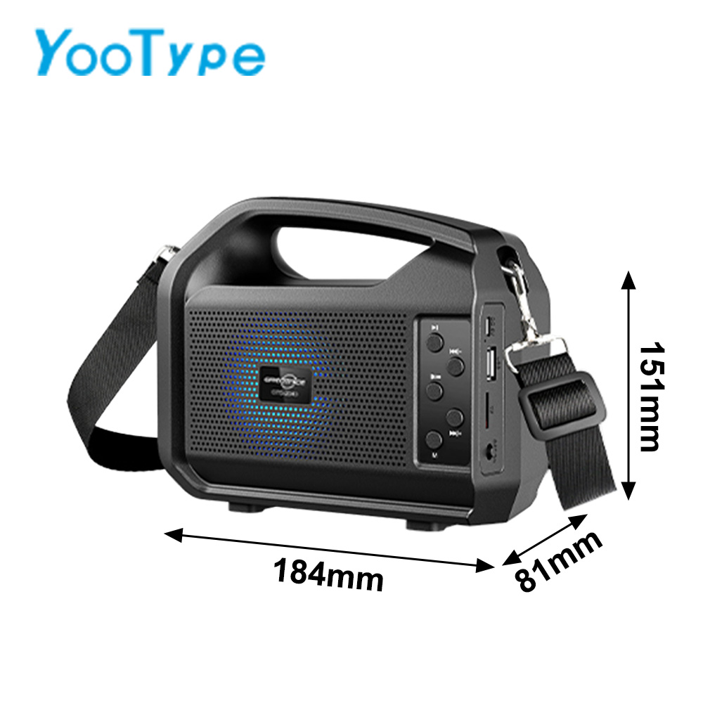 YooType Solar Charging Speakers Portable Wireless Bluetooth Speaker with Emergency Light Flashlight & Solar Panel & FM Radio TWS USB Playback TF Card Sound Box 1200mAh Waterproof Design Black