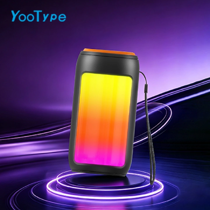 Portable Bluetooth Speaker YooType BT Woofer GTS1731 RGB Colorful Lights FM Radio Wireless Soundbox High Bass TWS USB TF Card Playback 360 Surround Sound Outdoor Party Subwoofer Loudspeaker Black