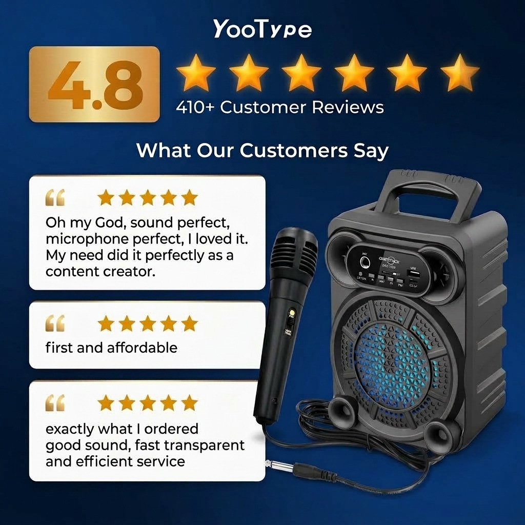 YooType Portable Wireless Bluetooth Speaker With Microphone FM Radio TWS USB Playback TF Card Sound Box Colorful Lights 800mAh 360 Surround Sound High-quality for Party & Outdoor