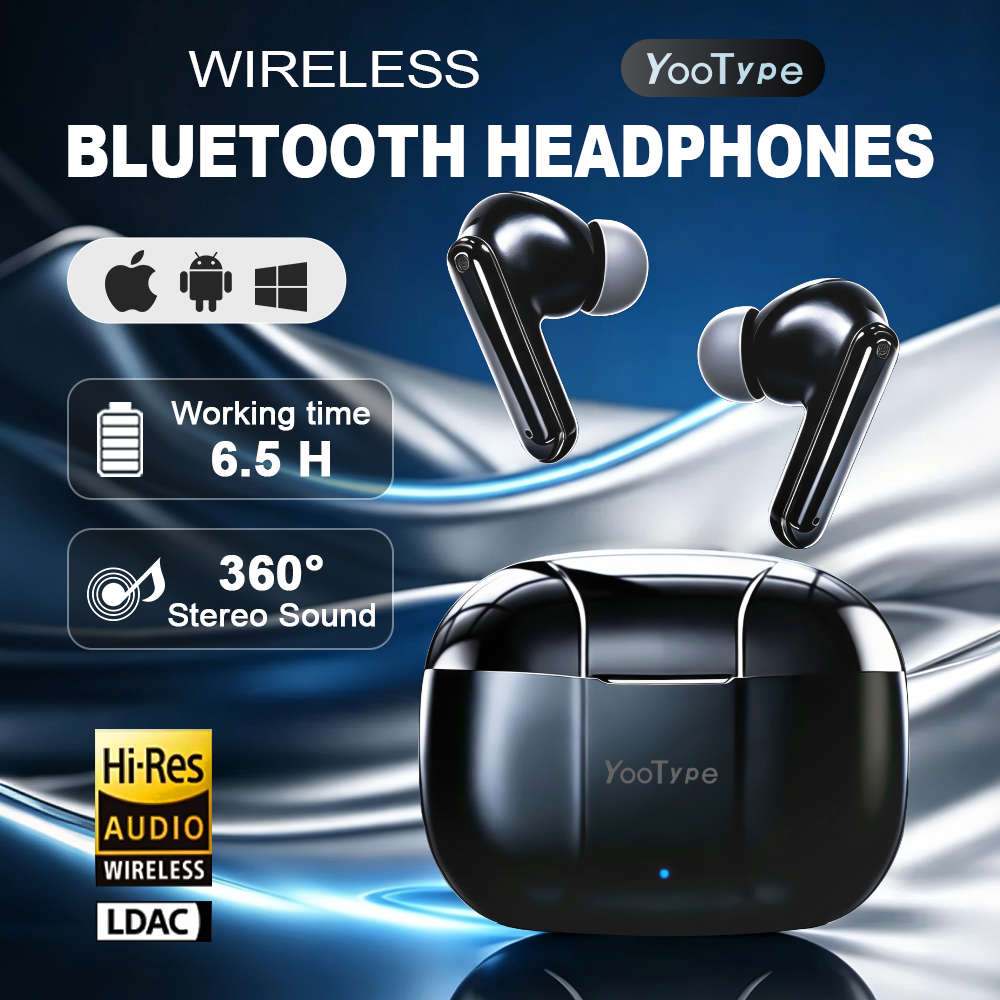 YooType K14 Wireless Bluetooth Earbuds TWS Stereo Earphones Noise Cancelling Deep Bass 300mAh Touch Control Earpods with Mic for iPhone Android