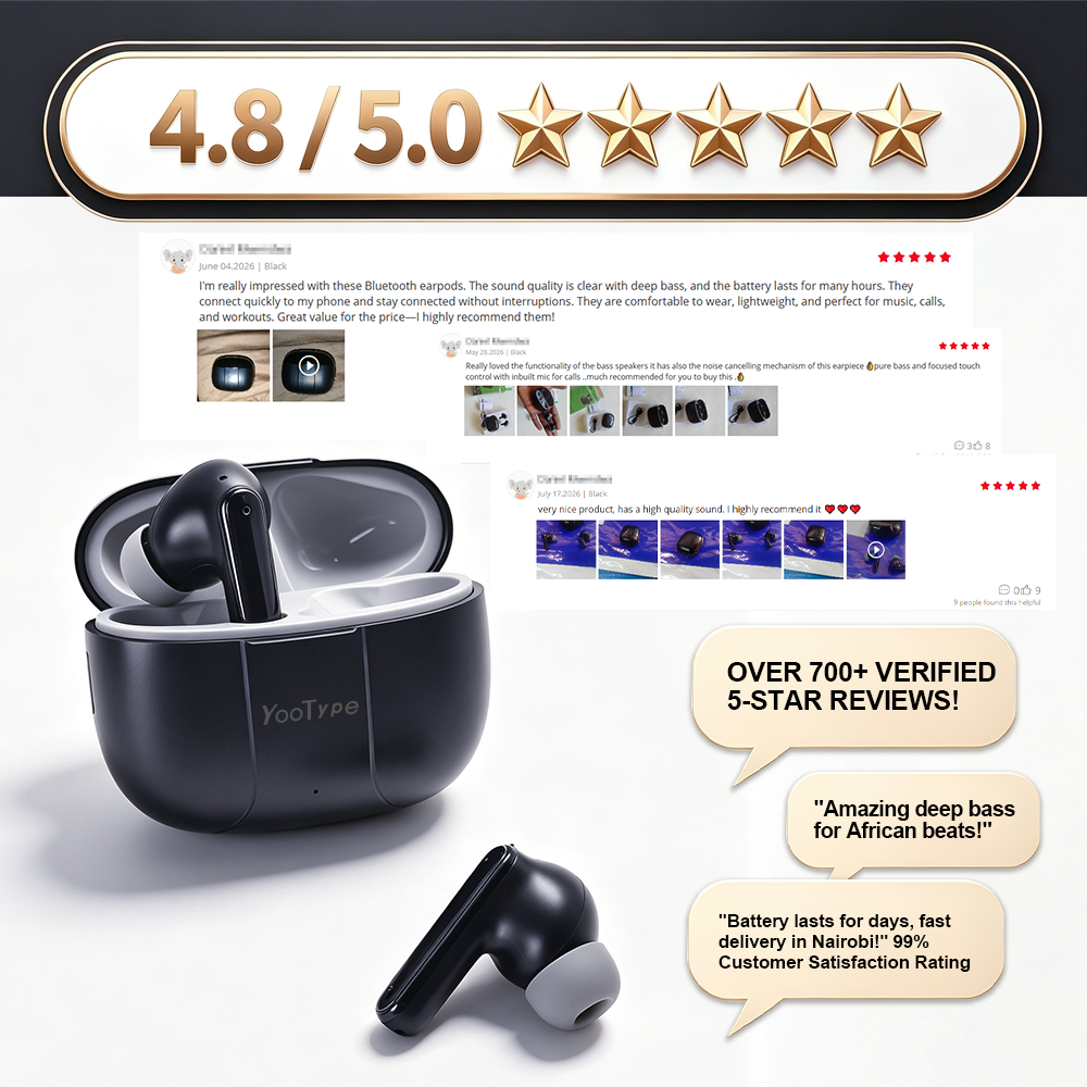 YooType K14 Wireless Bluetooth Earbuds TWS Stereo Earphones Noise Cancelling Deep Bass 300mAh Touch Control Earpods with Mic for iPhone Android