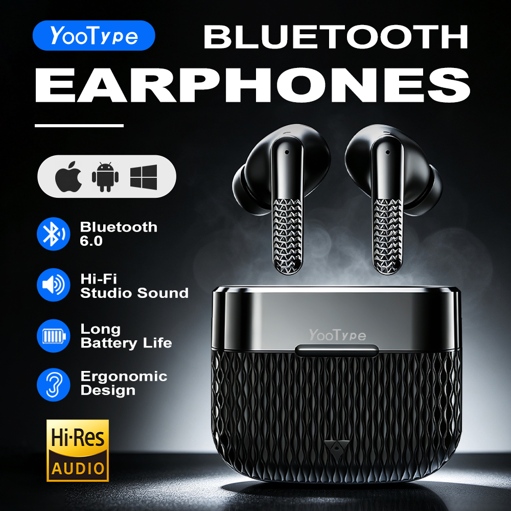YooType K25 Wireless Bluetooth 5.4 Earphones TWS Stereo Earbuds Hi-Fi Studio Sound Premium Textured Design for iPhone Tecno Android