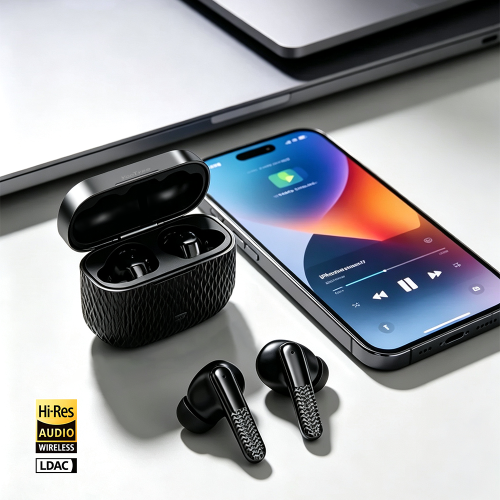 YooType K25 Wireless Bluetooth 5.4 Earphones TWS Stereo Earbuds Hi-Fi Studio Sound Premium Textured Design for iPhone Tecno Android