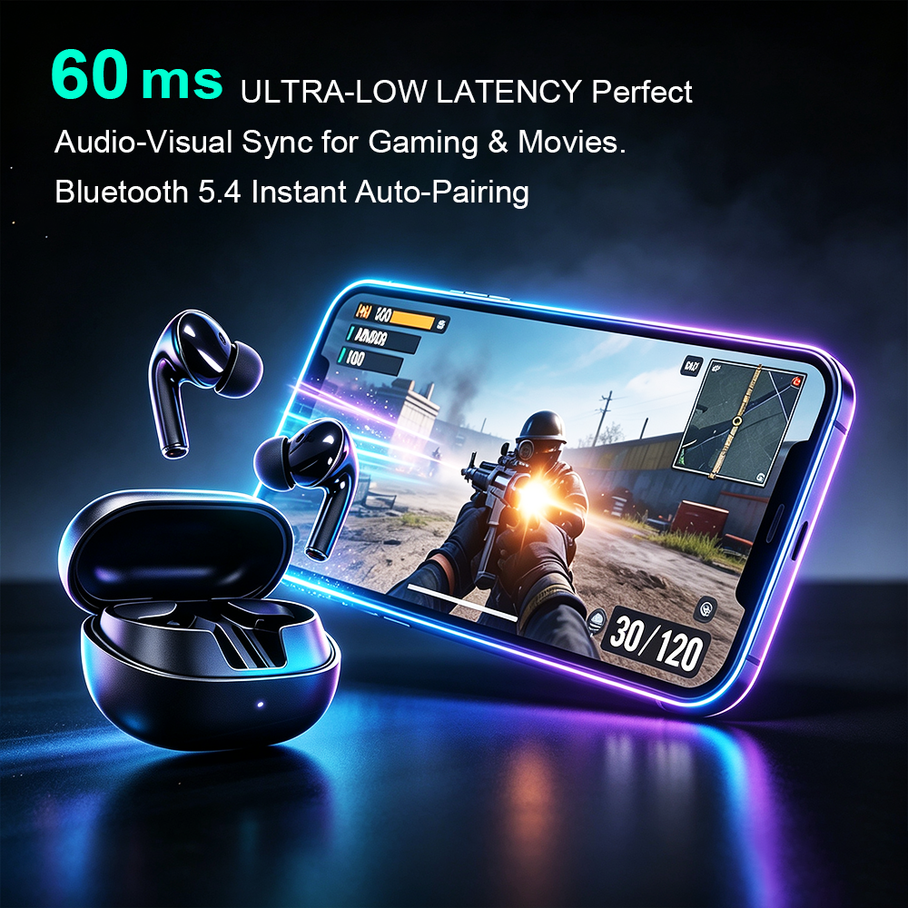 YooType K29 Wireless Bluetooth Earphones TWS 60ms Low Latency In-Ear Earbuds HiFi Stereo 300mAh Earpods for iPhone Android
