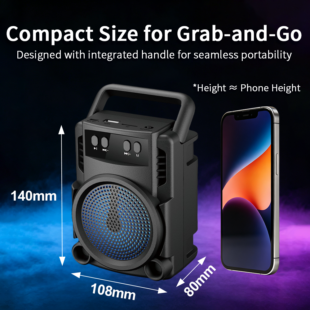 YooType Handheld Portable Bluetooth Speaker 5W Wireless Soundbox RGB Light High Bass FM Radio TWS USB TF Card Playback 360 Surround Sound Outdoor Party Travel Loudspeaker