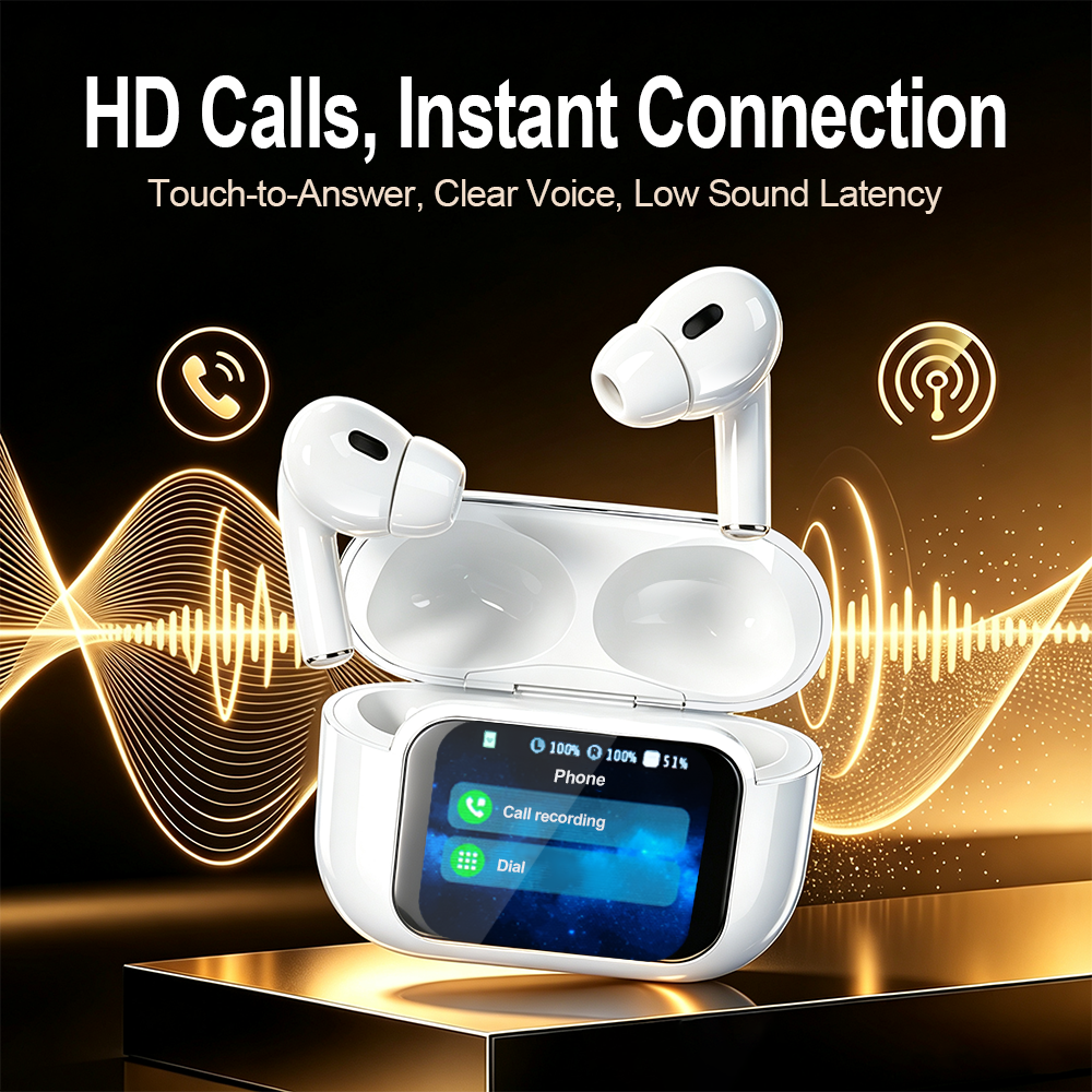 YooType E11 Smart Touch Screen ANC ENC True Wireless Earbuds Find Earbuds Bluetooth 5.4 Low Latency for iPhone Tecno