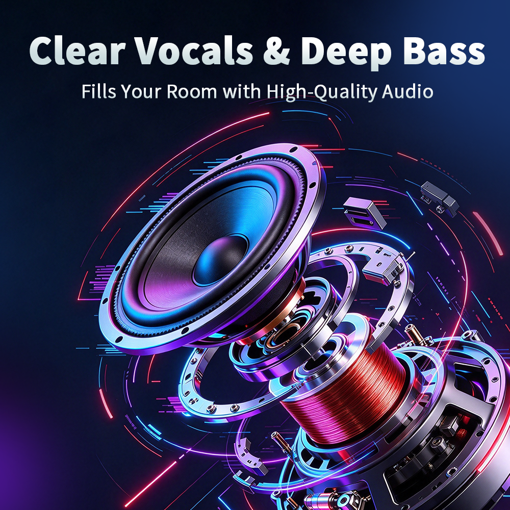 YooType Portable Wireless Bluetooth Speaker With Microphone FM Radio TWS USB Playback TF Card Sound Box Colorful Lights 800mAh 360 Surround Sound High-quality for Party & Outdoor