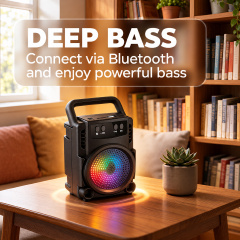 YooType Handheld Portable Bluetooth Speaker 5W Wireless Soundbox RGB Light High Bass FM Radio TWS USB TF Card Playback 360 Surround Sound Outdoor Party Travel Loudspeaker
