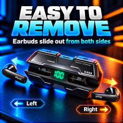 Wireless Bluetooth Gaming Earphones TWS Low Latency Gaming Earbuds YooType K8 LED Digital Display Cyberpunk Mecha Style for iPhone Tecno Android