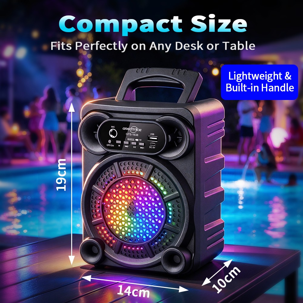 YooType Portable Wireless Bluetooth Speaker With Microphone FM Radio TWS USB Playback TF Card Sound Box Colorful Lights 800mAh 360 Surround Sound High-quality for Party & Outdoor