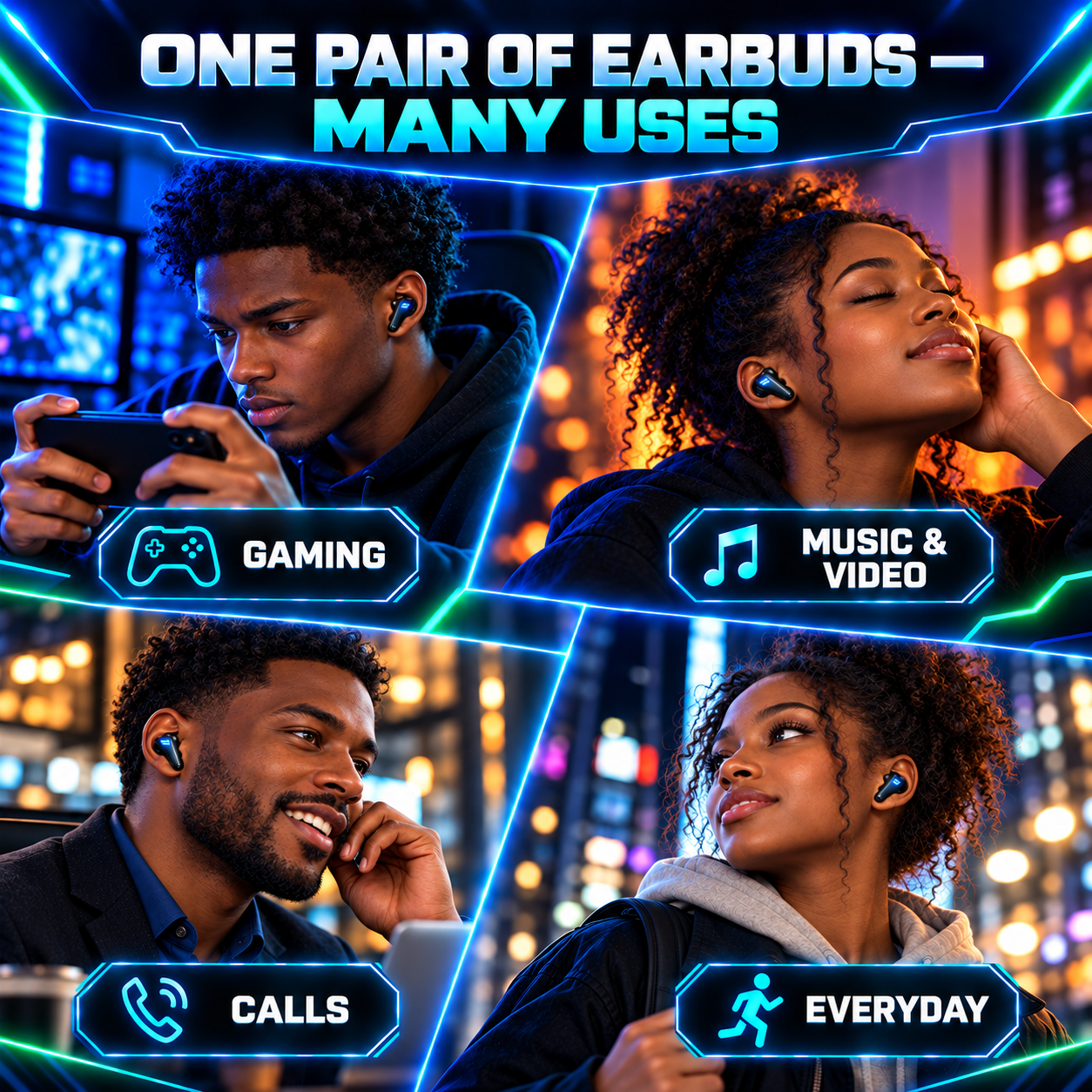 YooType K55 Bluetooth 5.4 Wireless Gaming Earbuds Low Latency RGB Light HiFi Stereo Earphones with Charging Case for Mobile Gaming Music and Calls