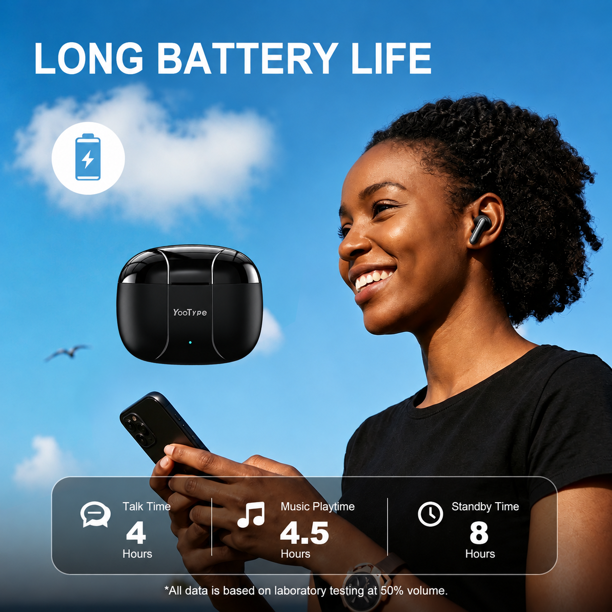 YooType K14 Wireless Bluetooth Earbuds TWS Stereo Earphones Noise Cancelling Deep Bass 300mAh Touch Control Earpods with Mic for iPhone Android
