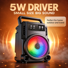 YooType Handheld Portable Bluetooth Speaker 5W Wireless Soundbox RGB Light High Bass FM Radio TWS USB TF Card Playback 360 Surround Sound Outdoor Party Travel Loudspeaker