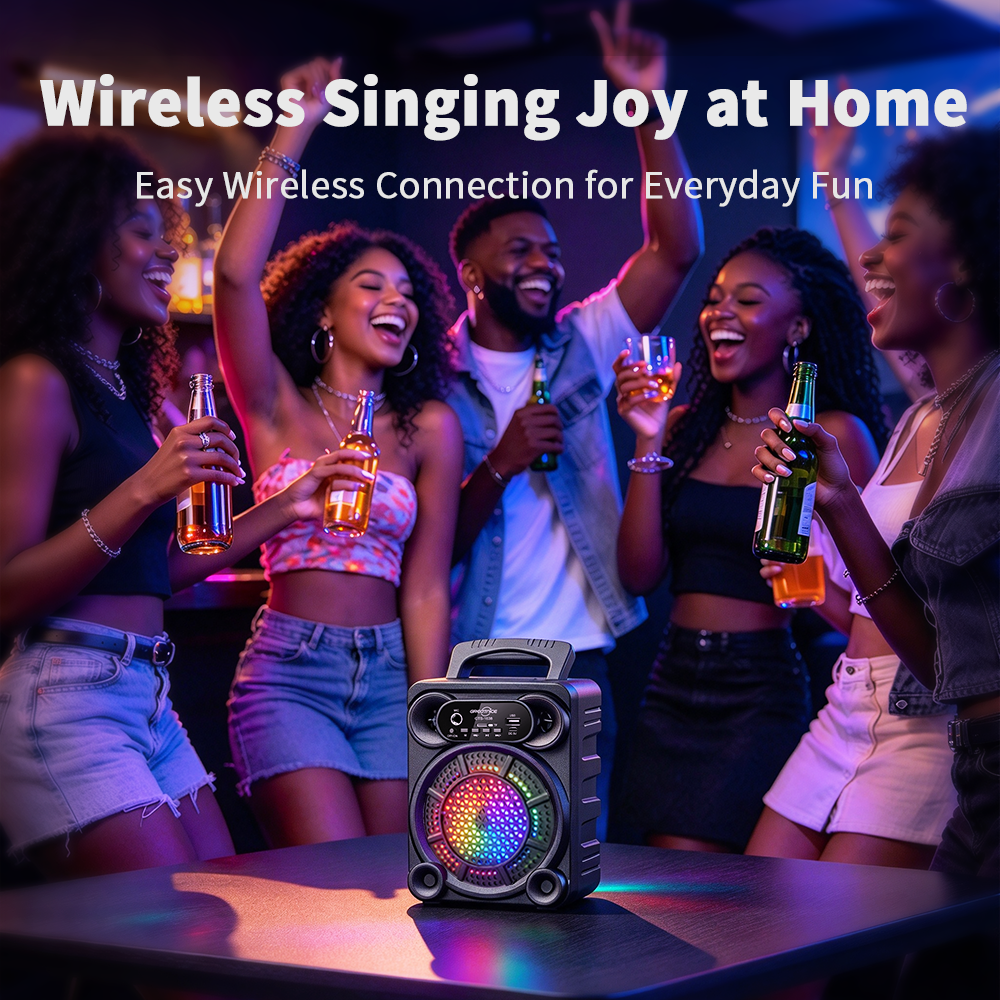 YooType Portable Wireless Bluetooth Speaker With Microphone FM Radio TWS USB Playback TF Card Sound Box Colorful Lights 800mAh 360 Surround Sound High-quality for Party & Outdoor
