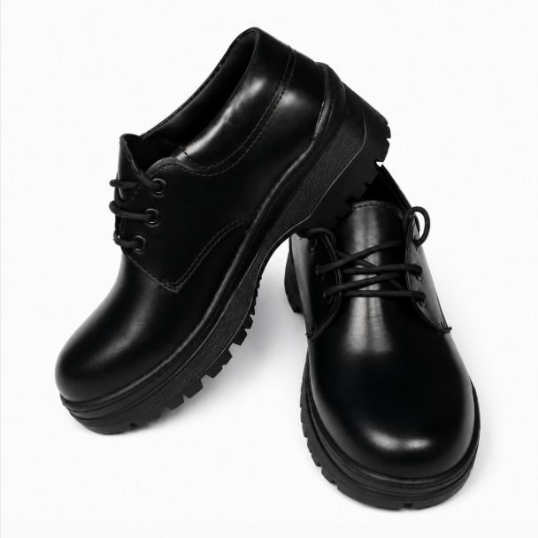 Offer Unisex Genuine Leather School Shoes for Boys & Girls, Lightweight Durable Comfortable Tough Style Black School Shoes for School, Casual Wear, Non-Slip Sole, Long Lasting Daily Use