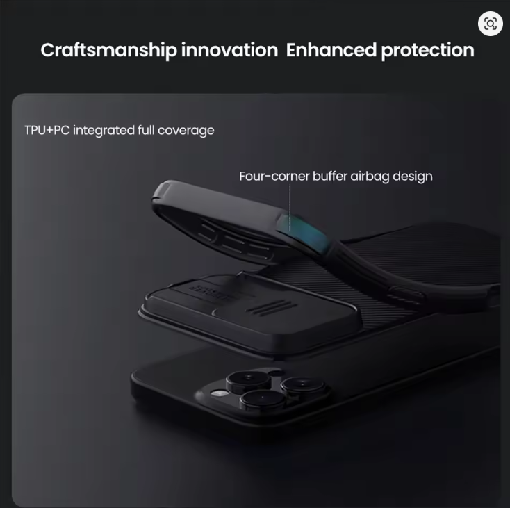 Iphone 17 Pro, 11 Pro Max, 12 Pro Max, 13 Pro Max, 14 Pro Max, 15 Pro Max, 16 Pro Max, 17 Pro Max Nilkin Cover CamShield With Slide Camera Cover For Maximum Camera Lens Protection & Privacy Phone Case