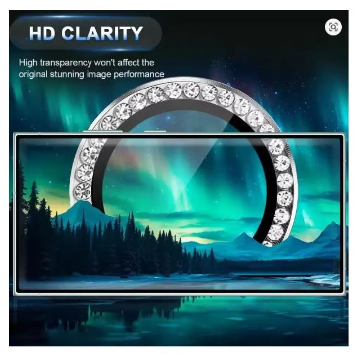Diamond Camera Lens Protector Shiny/ Glitter Tempered Glass Back Lens Cover Aluminum Metal Ring for Galaxy S22 Ultra, S23 Ultra, S24 Ultra, S25 Ultra, S26 Ultra