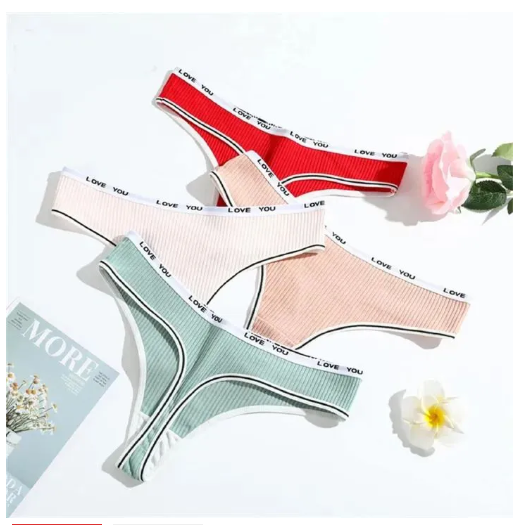 Love You Pure Cotton Underwear Sexy Thong Women Panties Ladies Panty/ Under wear Fits Hips (36-41inc)