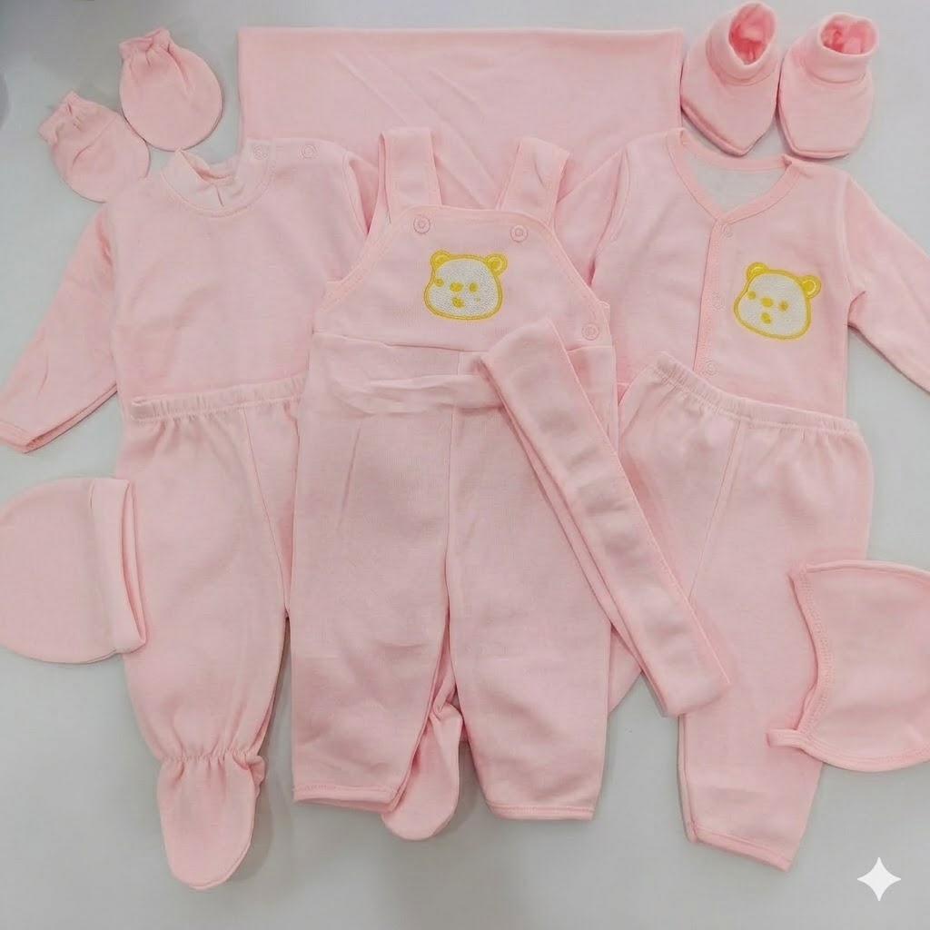 11-Piece Cotton Newborn Hospital Set (0-6 Months) - Soft & Warm Receiving Set