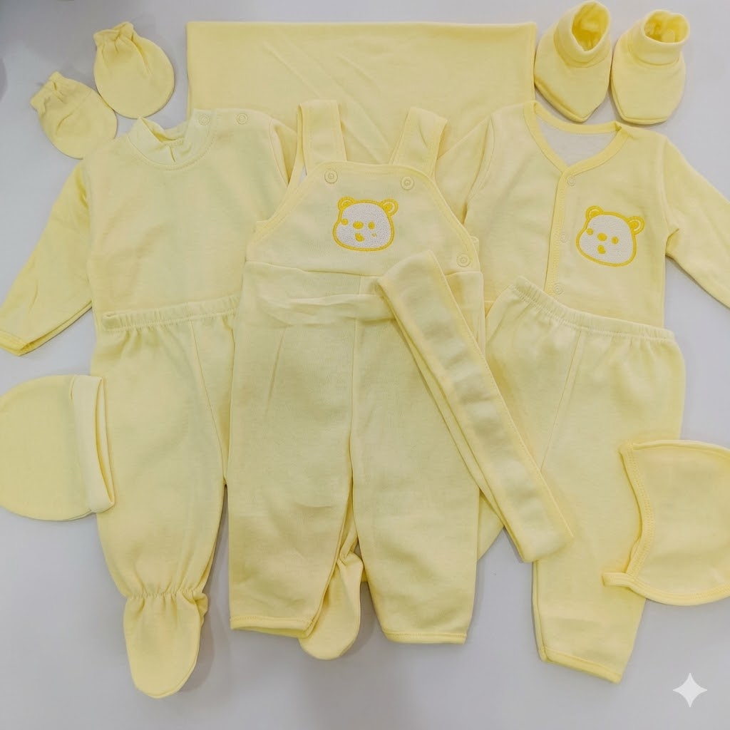 11-Piece Cotton Newborn Hospital Set (0-6 Months) - Soft & Warm Receiving Set