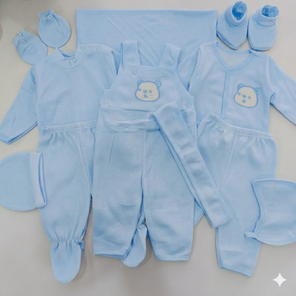 11-Piece Cotton Newborn Hospital Set (0-6 Months) - Soft & Warm Receiving Set