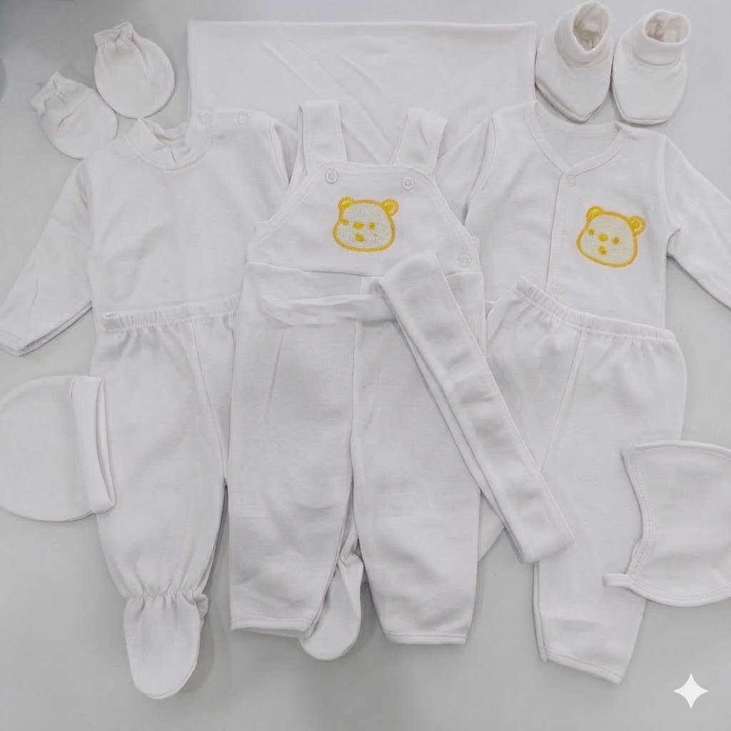 11-Piece Cotton Newborn Hospital Set (0-6 Months) - Soft & Warm Receiving Set