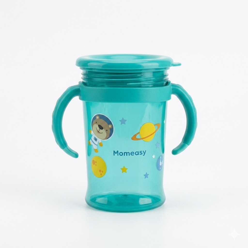 MOMEASY 360° Magic Leak-Proof Baby Training Cup Spill-Free Toddler Sippy Cup with Handles (BPA-Free)