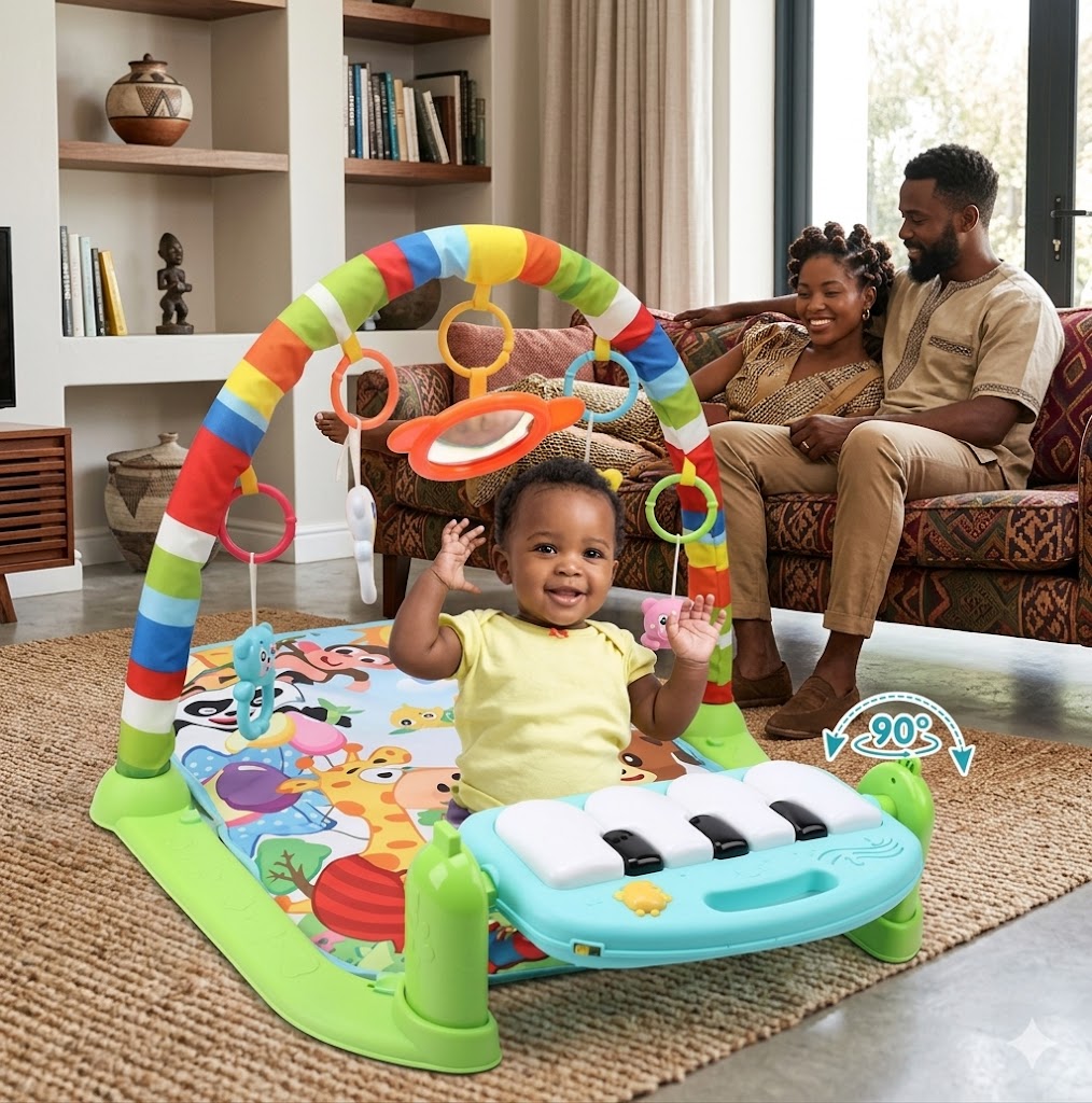 Momeasy 3-in-1 Baby Piano Fitness Rack: Multi-Functional Play Gym with Music & Activity Mat
