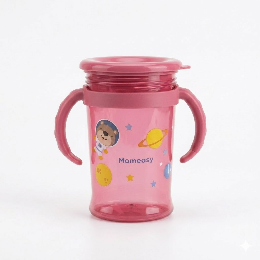 MOMEASY 360° Magic Leak-Proof Baby Training Cup Spill-Free Toddler Sippy Cup with Handles (BPA-Free)