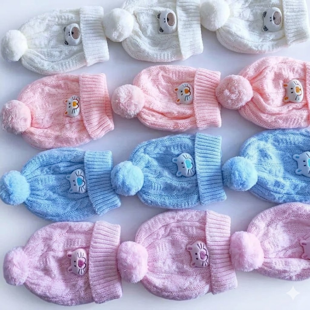 Premium Warm Baby Beanie – Comfortable Breathable Cotton Lining – Cute Designs