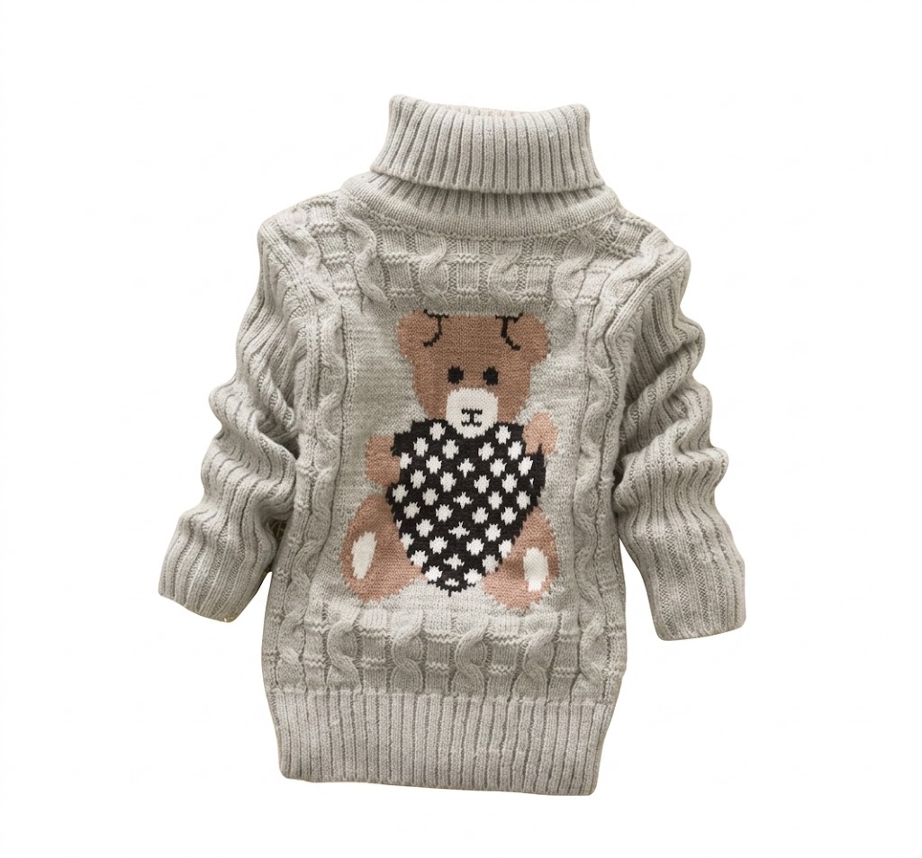 Premium Teddy Bear Unisex Baby Turtleneck Sweater – Thick Knit Warmth