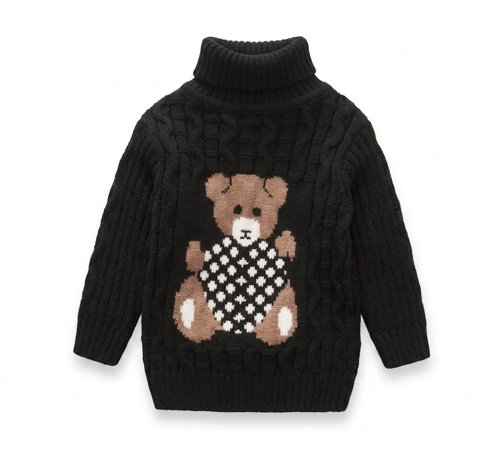 Premium Teddy Bear Unisex Baby Turtleneck Sweater – Thick Knit Warmth