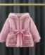 Baby Girls Luxury Faux Fur Hooded Jacket – Cozy Winter Fleece Coat with Waist Bow & Cute Pocket Detail