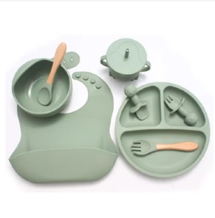 Premium 8-Piece Silicone Baby Feeding Set – BPA-Free Suction Plate, Bowl, Bib & Utensils