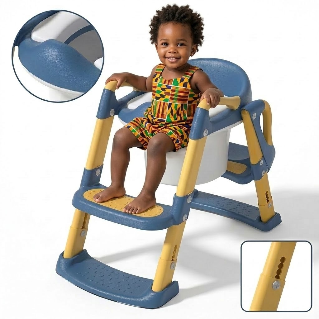 Potty Chair with Step Ladder – Comfortable PU Cushion Toilet Trainer
