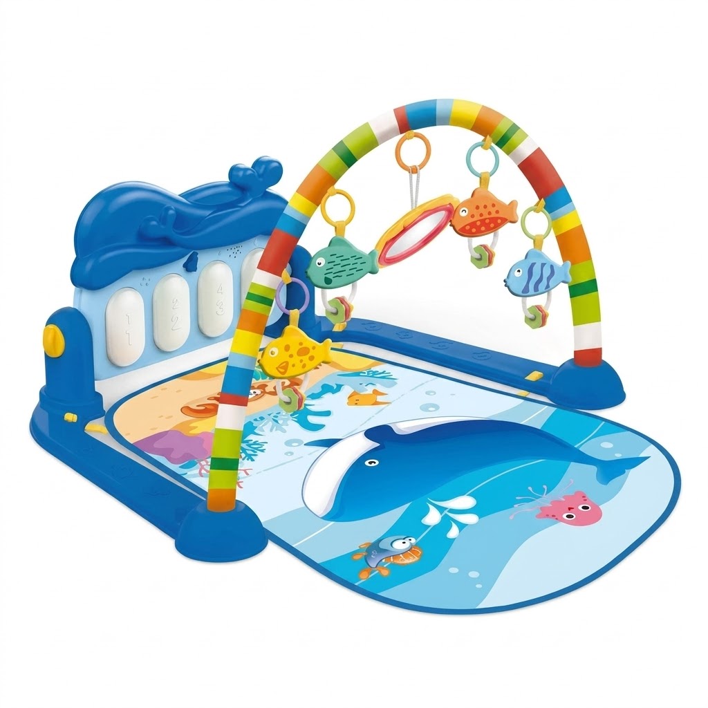 Momeasy 3-in-1 Baby Piano Fitness Rack: Multi-Functional Play Gym with Music & Activity Mat