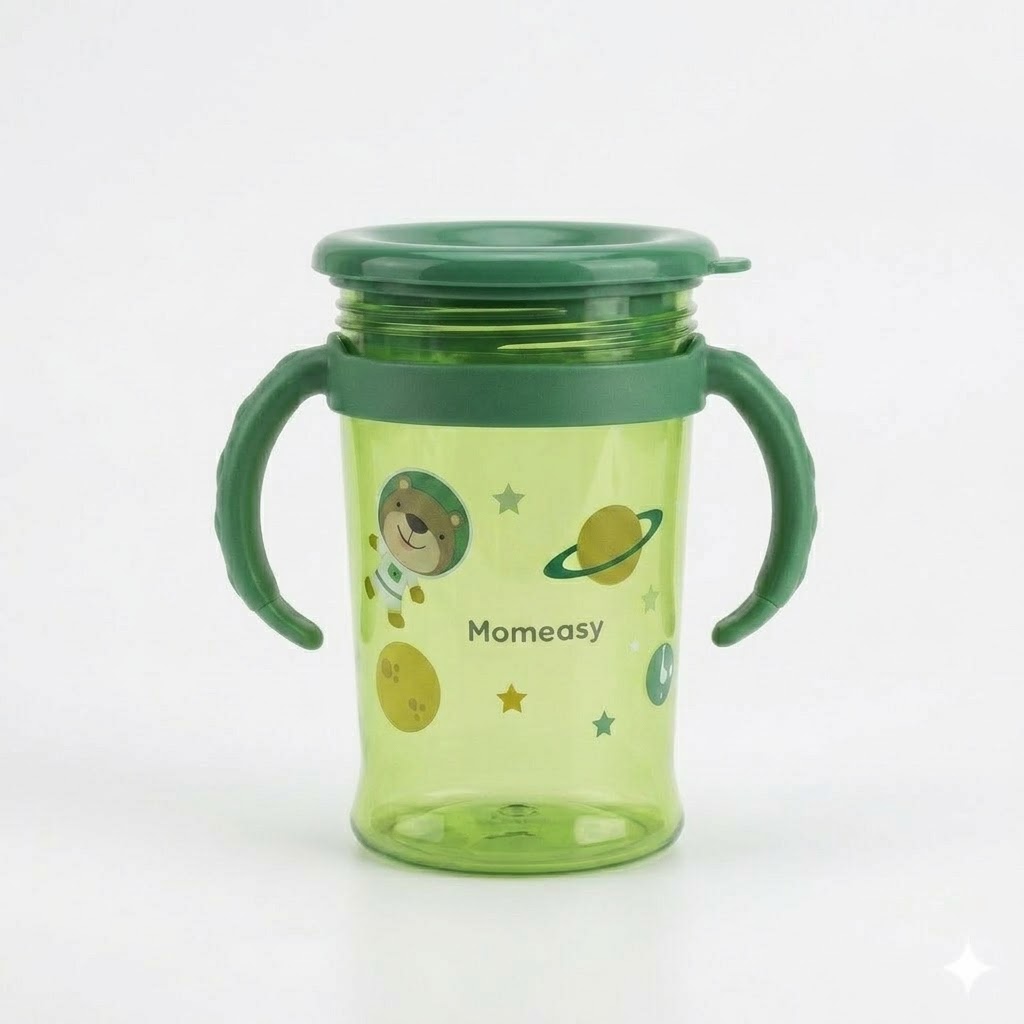 MOMEASY 360° Magic Leak-Proof Baby Training Cup Spill-Free Toddler Sippy Cup with Handles (BPA-Free)