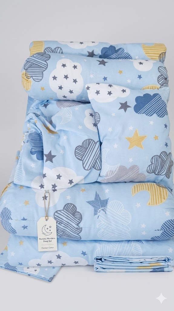 Baby Cot Bumper Safety Shield Padded Anti-Bump Barrier with 2 Bolsters and Head Support